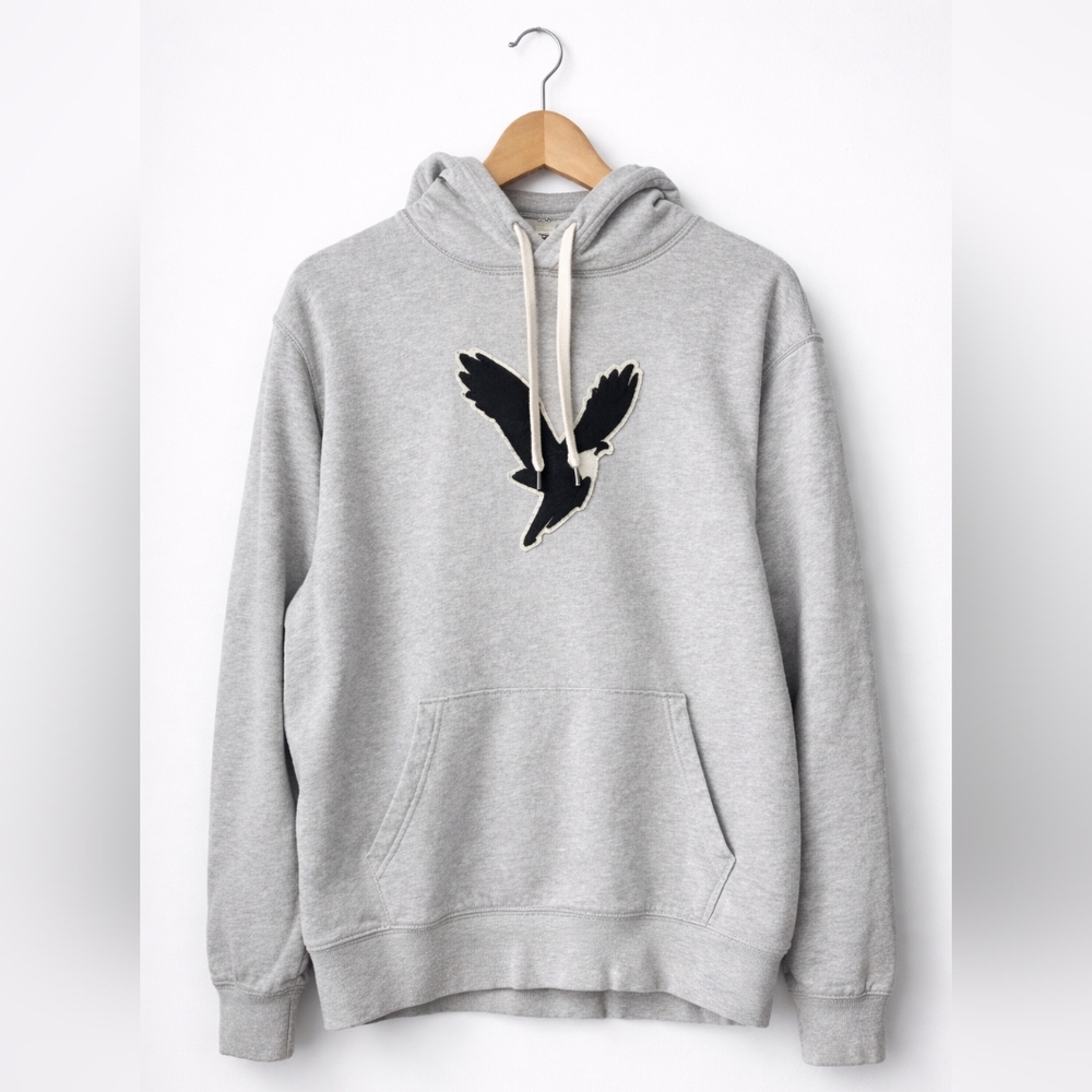 American Eagle Logo Hoodie Gray Pullover Size L 2000s American Eagle